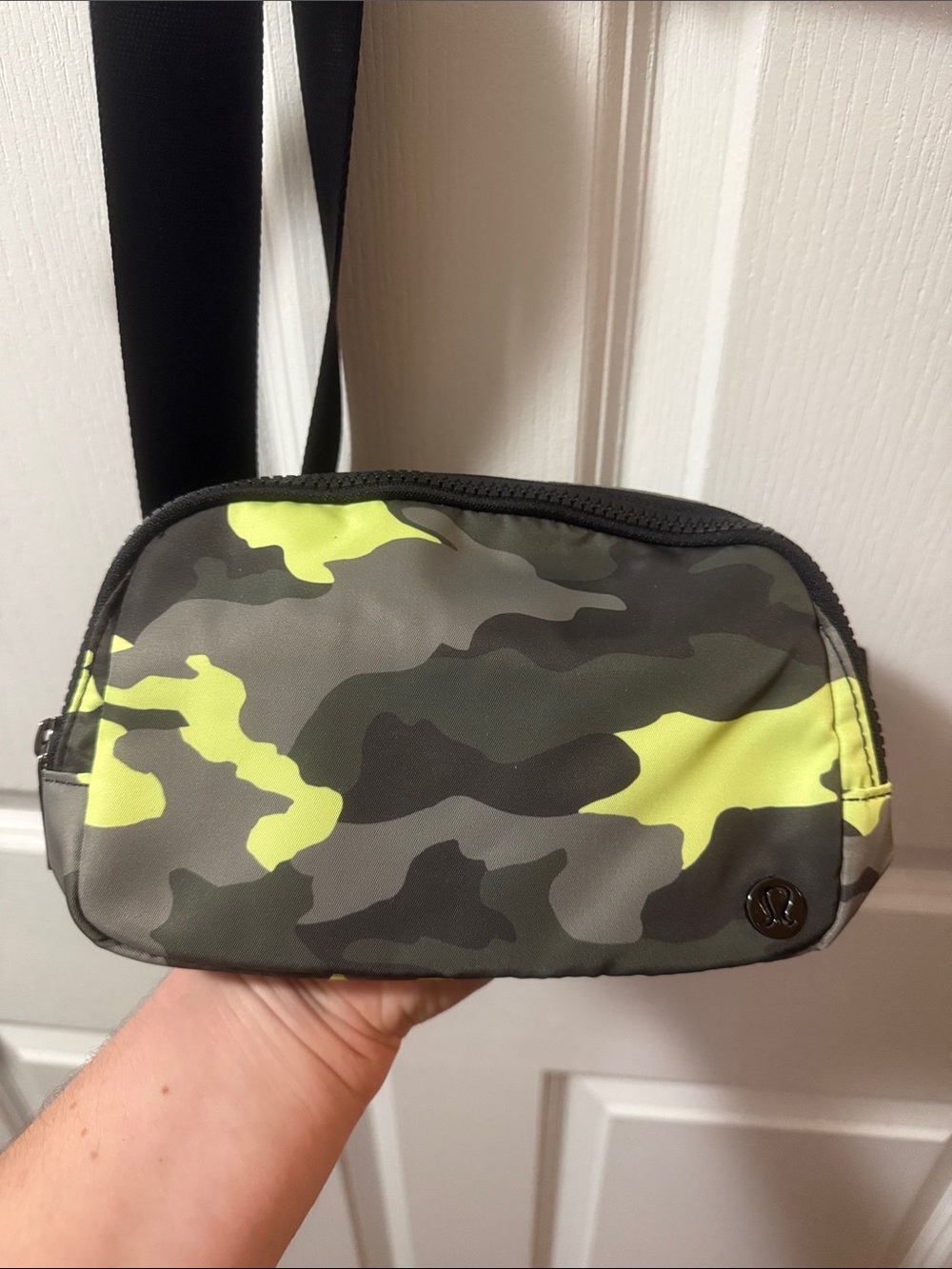 lululemon athletica Neon Green and Gray Camo Crossbody Bag